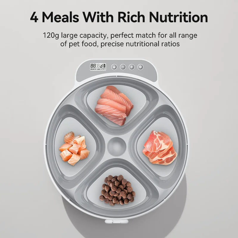 ROJECO Automatic Pet Feeder 4 Meals For Wet Dry Food Feeding Wireless Smart Kibble Dispenser Cat Dog Multifunctional Cat Feeder