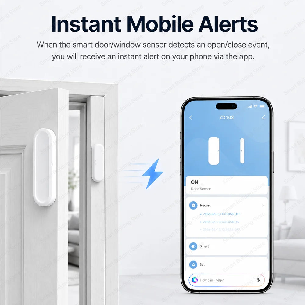 IP65 Tuya Zigbee WiFi Door Window Magnetic Sensor Wireless Connection Smart Home Protection Waterproof Door Detectors Automation
