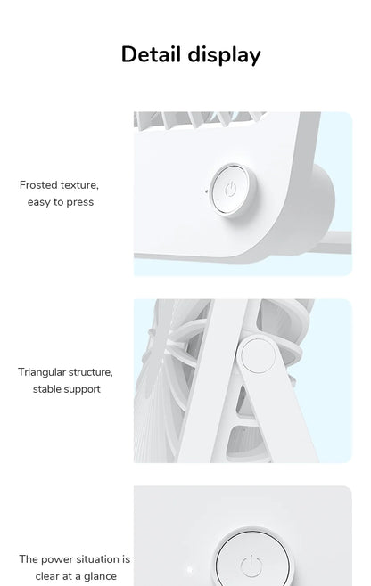 JISULIFE Portable Small Desk Fan Ultra Quiet Table Fan USB Rechargeable  Cooling Fan With 4 Speed Powerful Wind Offices Fan