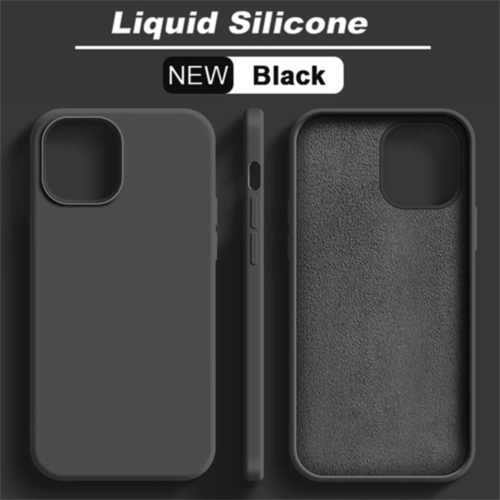 Original Liquid Silicone Cases For iPhone 15 14 11 13 12 Pro Max Mini XR X XS 8 7 Plus SE2020 Luxury Soft Case Phone Accessories