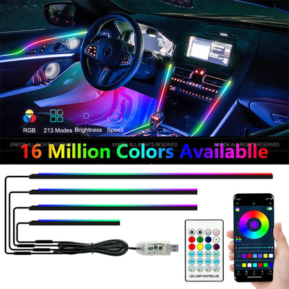 110cm  APP Control Car Ambient Lights LED Interior RGB Symphony Atmosphere Light  Acrylic Strips Dashboard Decoration Sunroof