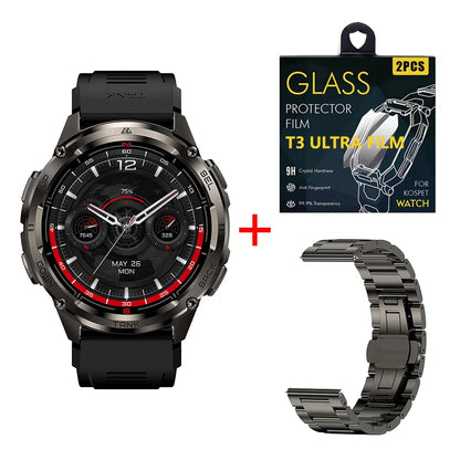 KOSPET TANK T3 Ultra 2 Smart Watch for Men GPS Stainless Steel Extra-Long Battery 5ATM IP69K Waterproof 24/7 Health Monitor