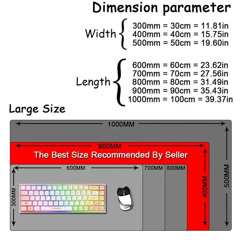 Black Waves Large Gaming Mouse Pad Computer Keyboard Desk Pad XXL with Rubber Non-Slip Stitched Edge for Friends Boyfriend