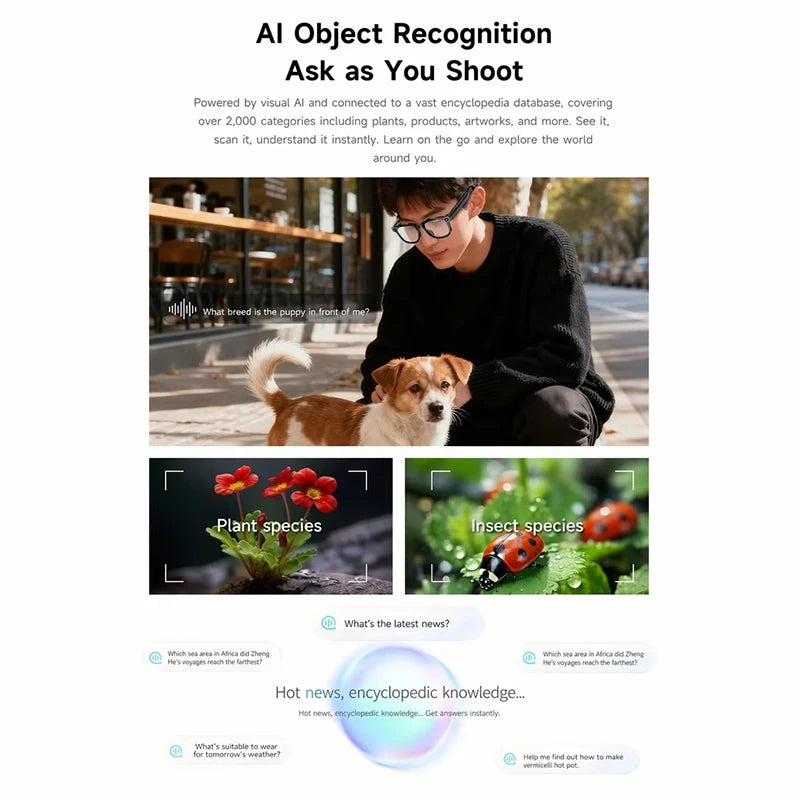 AI Smart Translation Glasses Real-time Translator Bluetooth 5.3 Calling HD Lens 240mAh Battery Lightweight Unisex