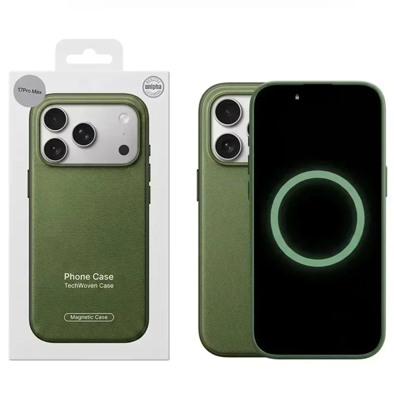 Luxury Official Technology Woven Magnetic Case For iPhone 18 17 16 15 14 13 Pro Max For Magsafe Technical Fabric Original Cover