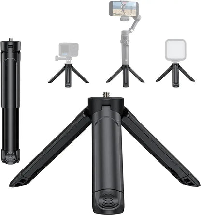 Extendable Mini Tripods  Stand Portable Tripod for DJI Pocket 3/4 GoPro Insta360 Phone 1/4” Mount Desktop Tripod for Vlog Live
