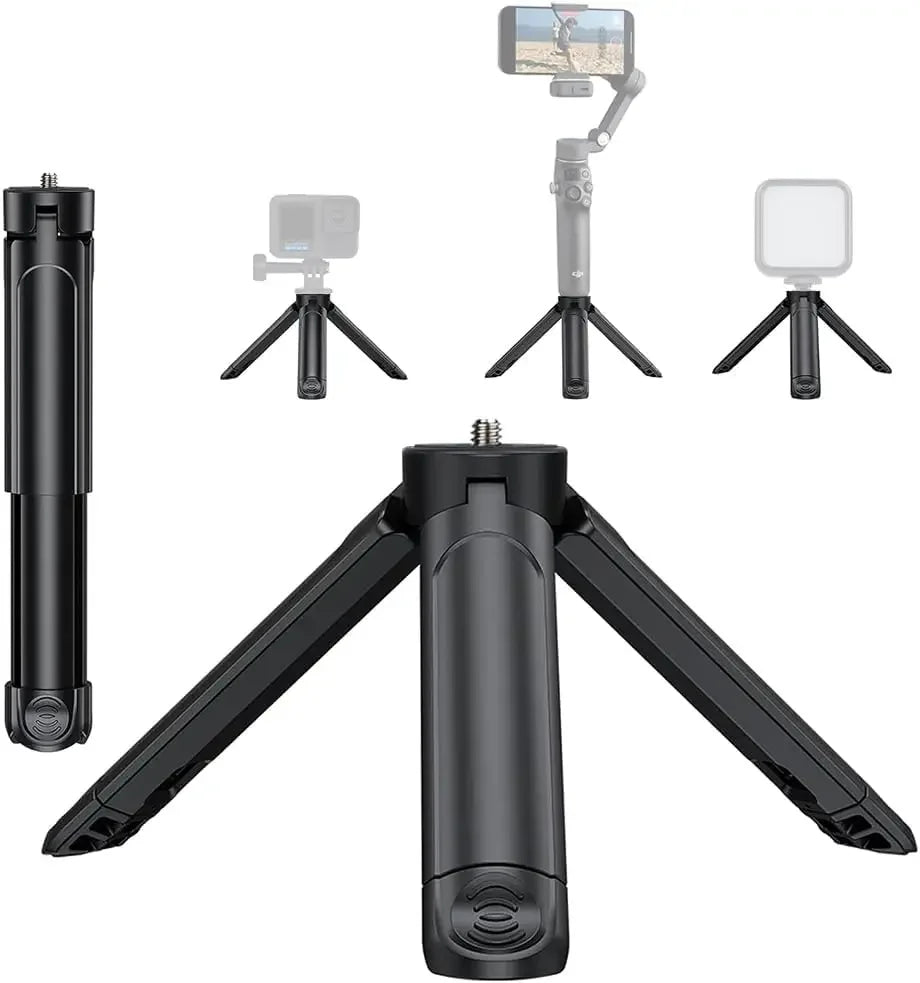 Extendable Mini Tripods  Stand Portable Tripod for DJI Pocket 3/4 GoPro Insta360 Phone 1/4” Mount Desktop Tripod for Vlog Live