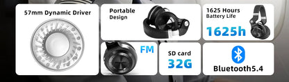 Bluedio Wireless Headphone with Mic Super Bass Over-Ear Headphones Bluetooth 57mm Driver Wireless/3.5mm Cable Foldable Headsets