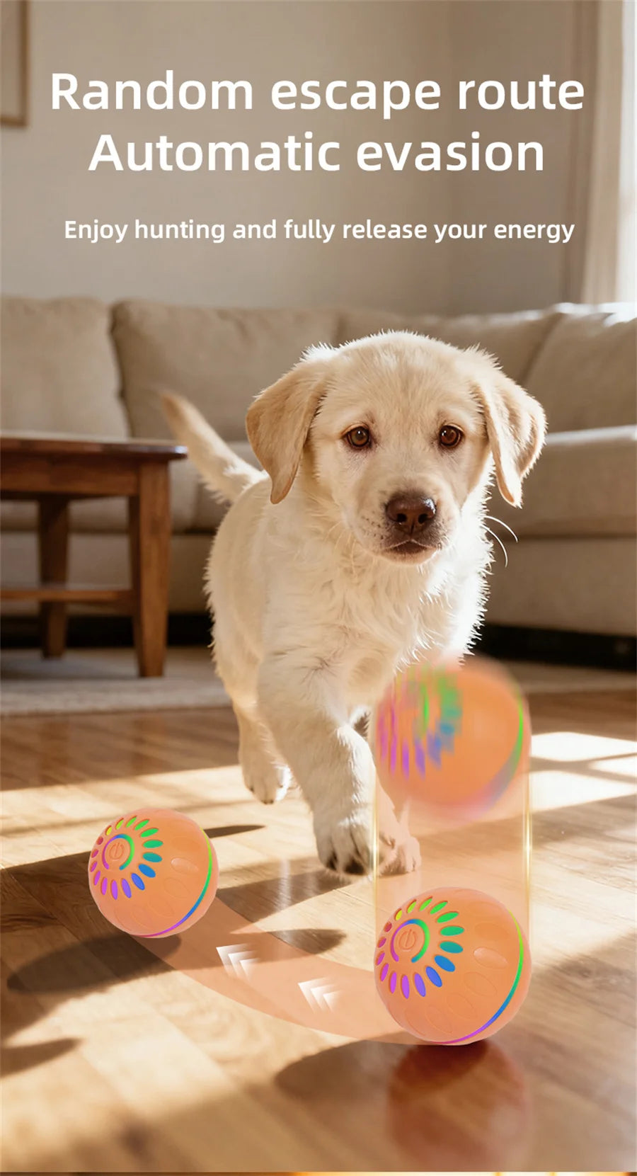 Interactive Smart Dogs Toys Balls - USB Automatic Moving Bouncing Ball for Puppy to Large Dog - Electronic Pets Ball Birthday Gi