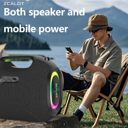 ZEALOT-ZE01 Wireless Bluetooth Speaker 120W TWS Subwoofer Bluetooth Speaker High Volume Waterproof Portable Power Bank HIFI Sound Quality Good-Looking Blue Speaker Long Battery Life