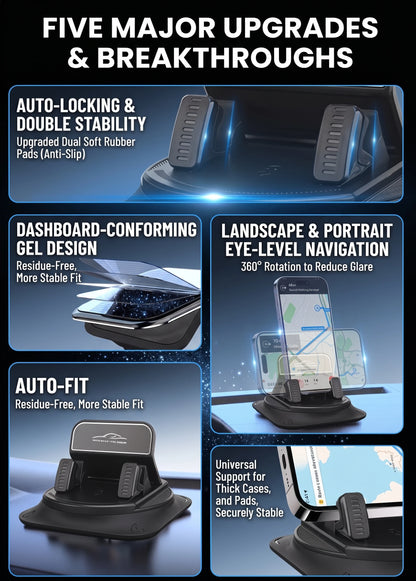 Car Dashboard Phone Holder Anti Slip Silicone Pad 360 Degree Rotation Head Up GPS Navigation Bracket Auto Accessories