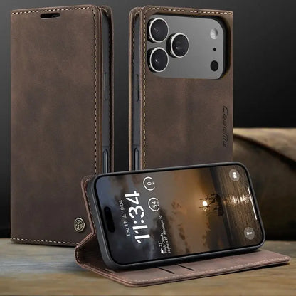Leather Case For iPhone 17 16 15 14 13 12 11 18 Pro Max Air 16E X XR XS Max SE 2020 6 6s 7 8 Plus Luxury Magnetic Phone Cover