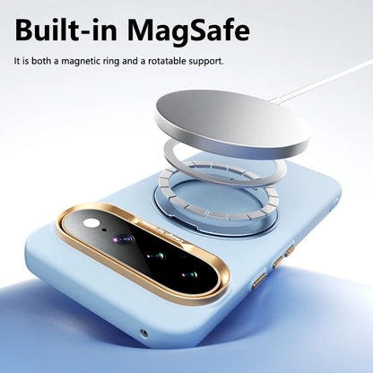 360 Rotating Bracket Liquid Silicone for Magsafe Phone Case for Google Pixel 11 10 Pro XL 10A Magnetic Wireless Charging Cover