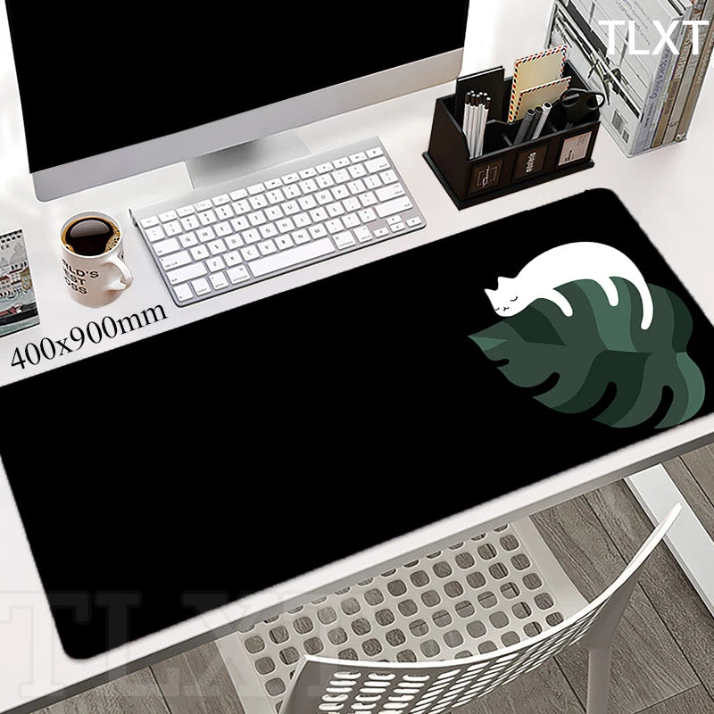 Cat Locking Edge Mouse Mats Cute Large Rubber Mouse Pad Gaming Mousepads Gamer Mousepad Black Desk Pads Office Keyboard Mat