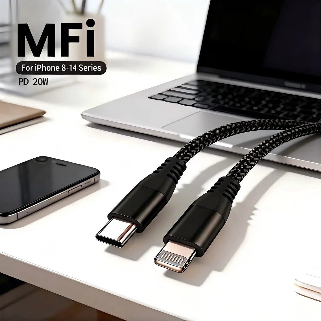 2Pack Type C to Lightning Fast Charging Data Cable MFI Certified 20W Nylon Braided Cable for IPhone14 14Pro 14Plus 13 12 11 X