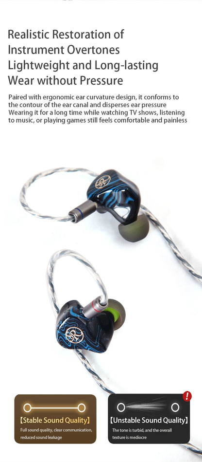 Sound Rhyme SR6 1DD + 2BA + 2PD+ 1BC Driver Multi-Driver In-Ear Monitor Hybrid Driver Wired Earphones with 2in1 Switchable cable