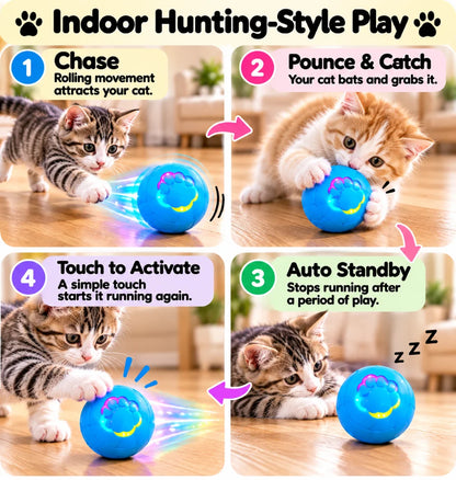 Interactive Smart Pet Toy Ball Motion Activated Hunting Toy Automatic Rolling Color Changing Self Entertainment Cat Small Dog