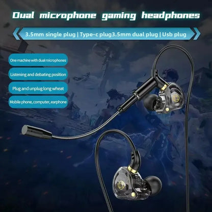 KCKZ Dual Microphone Type-C Phone USB Computer Delta Gaming Earphones Wired Dual Plug Earphones