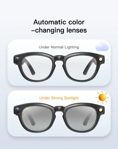 AI Shooting Smart Glasses Blue Tooth Call Automatic Color Changing Lenses Real Time Translation Music 4K Camera Men Women
