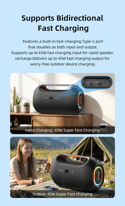 ZEALOT ZE41 250W Bluetooth Subwoofer | 48000mAh Long-Lasting Battery, RGB Lights, OTG Recording, Smart APP Control