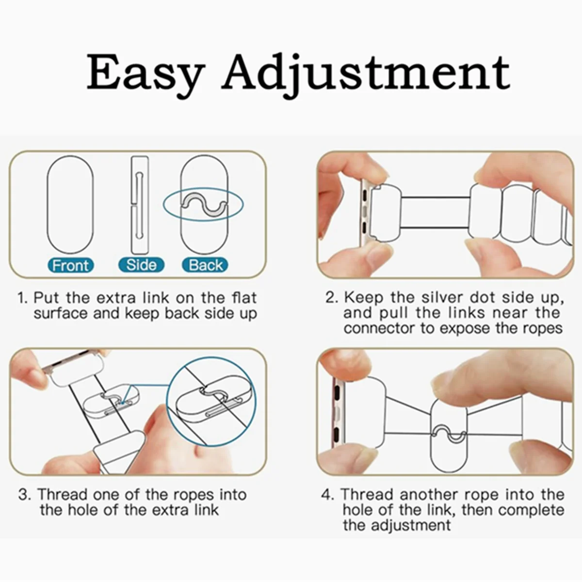 For Samsung Galaxy Watch 9 8 40mm 44mm/Watch 8 Classic 46mm Band Resin Elastic Replacement Bead Bracelets for Samsung Watch 9