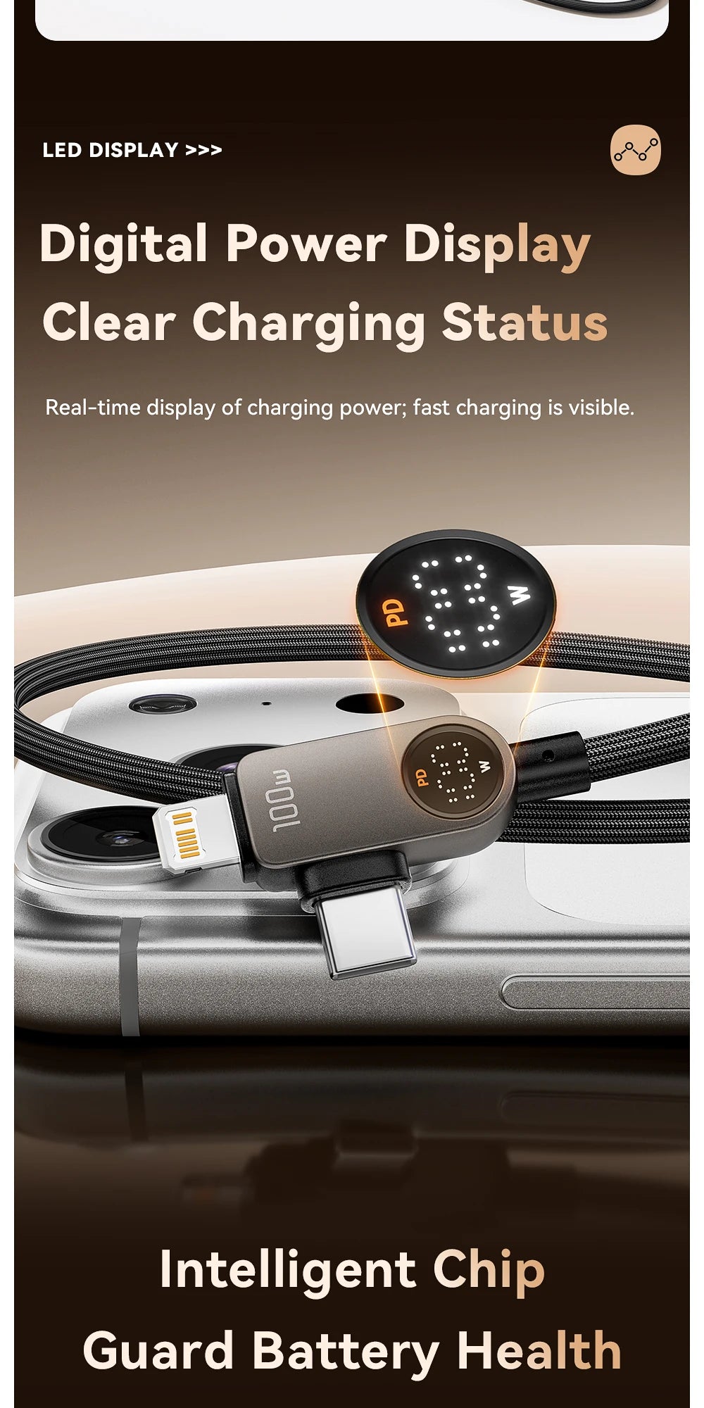 Essager 2-in-1 USB Type C to Lightning Cable 100W PD Fast Charging Wire for iPhone 17/16/15/14 MacBook iPad Xiaomi - Type C to L