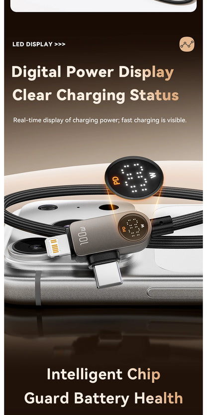 Essager 2-in-1 USB Type C to Lightning Cable 100W PD Fast Charging Wire for iPhone 17/16/15/14 MacBook iPad Xiaomi - Type C to L