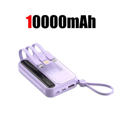 Lenovo CCC Mini Power Bank 500000mAh 4 Built in Cables Fast Charging Large Capacity Portable External Battery For iPhone Xiaomi