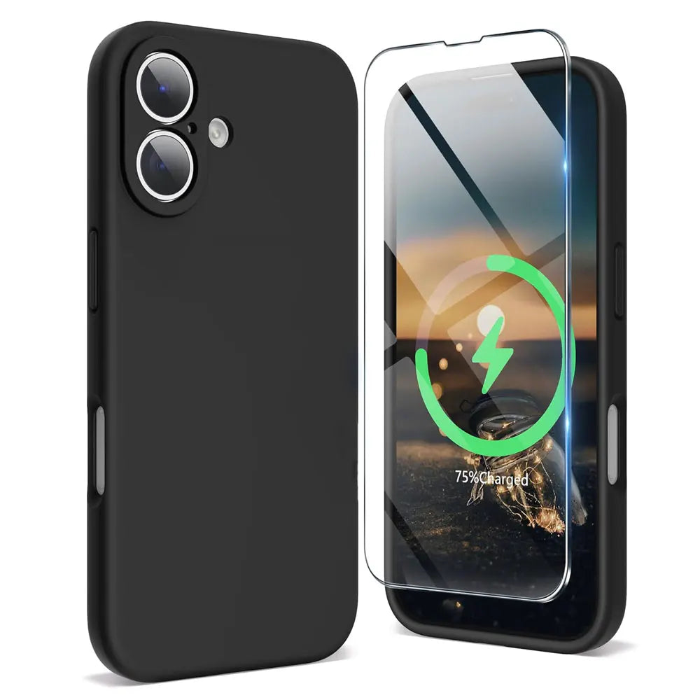 Clear Case for iPhone 16 15 14 13 12 11 Pro Max Mini X XR Xs Shockproof Soft TPU Bumper Back Case With Tempered Glass Slim Cover