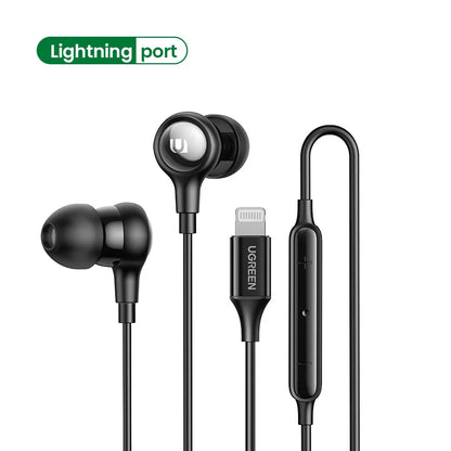 UGREEN Wired Earphone With Microphone In Ear 3.5mm Noise Cancelling USB Type C Lightning Earphones For iPhone 15 Pro Max Xiaomi