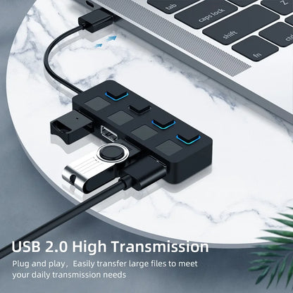4 Ports USB 2.0 HUB Multi USB Splitter Expander Multiple USB 2.0 Hub Use Power Adapter USB2.0 Hub with Switch For PC Computer