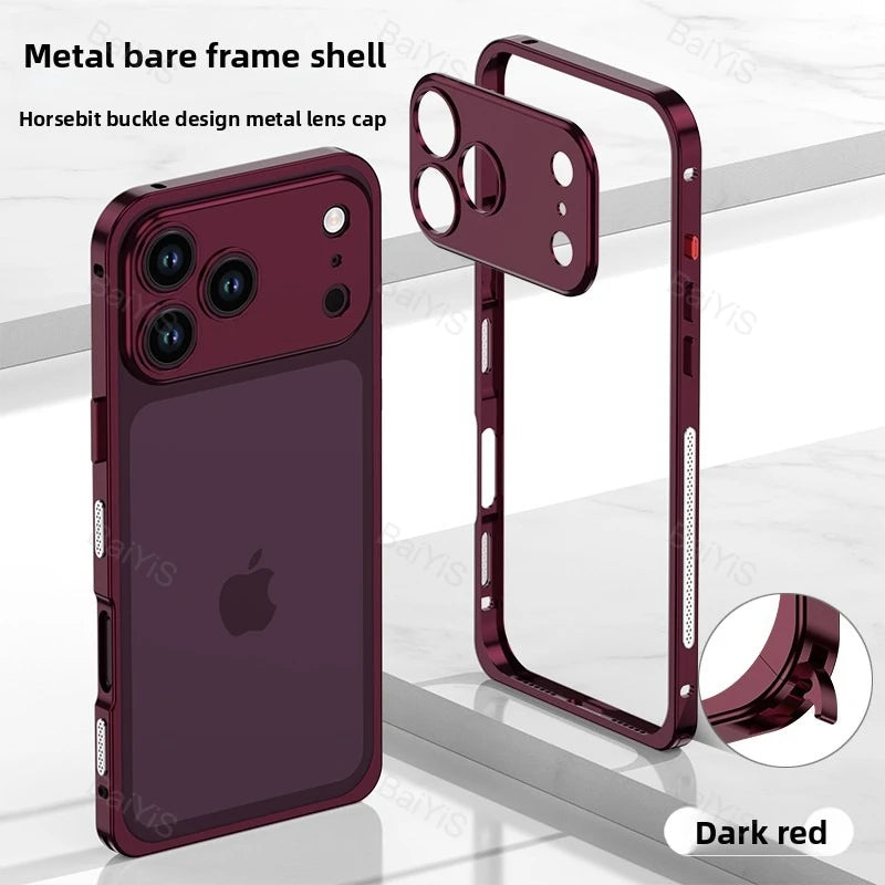 Luxury Metal Alloy Lens Protector Frame Phone Case For iPhone 18 17 16 15 14 13 Pro Max Plus Heat Dissipation Shockproof Cover