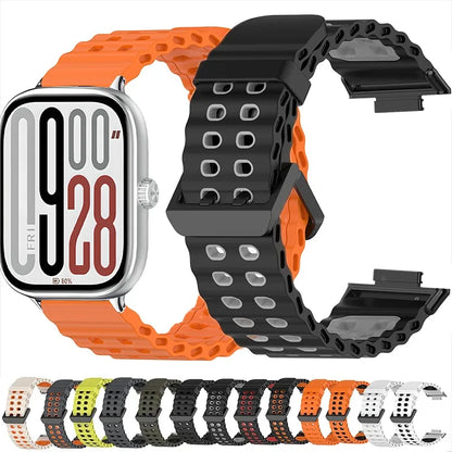 Soft Silicone Strap for Redmi Watch 6 5 4 Sports Two Tone Wristband for Xiaomi Mi Band 8 9 Pro Adjustable Rubber Wristband