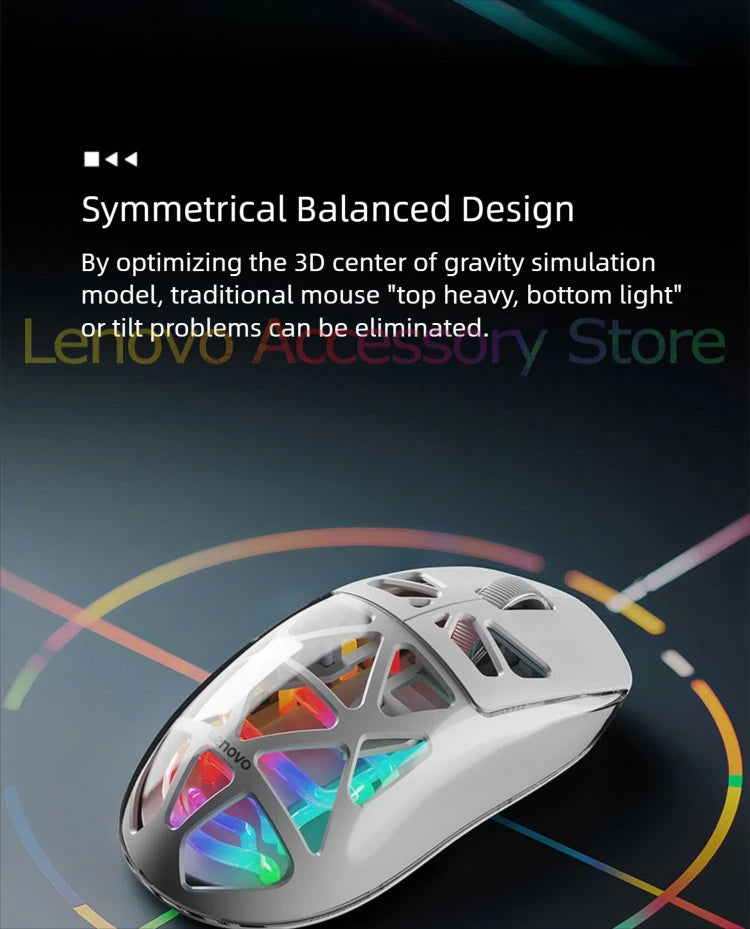 Lenovo Aurora Gaming Mouse GM11 Pro RGB 3-mode 2.4G Wireless Bluetooth 12000 DPI Adjustable Lightweight Portable Rechargeable