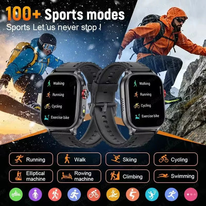 New1400mAh Large Battery Smart Watch 5ATM Waterproof LED Flashlight 100+ Sports Modes Heart Rate Fitness Tracker Men Smart Watch
