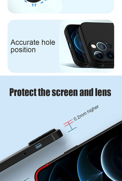 Luxury Black Silicone Matte Phone Case For iPhone 11 12 13 14 15 16 Pro Max 15 Plus 12 Mini 16E Xr X Xs Max Back Cover Soft Case