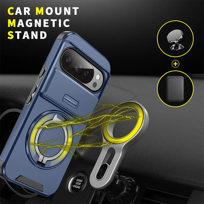 Heavy Duty Rugged Phone Case for Google Pixel 10 9  Pro XL 7 8 9 10 Pro 8A 9A Cases with Sliding Lens Cover Ring Kickstand Funda