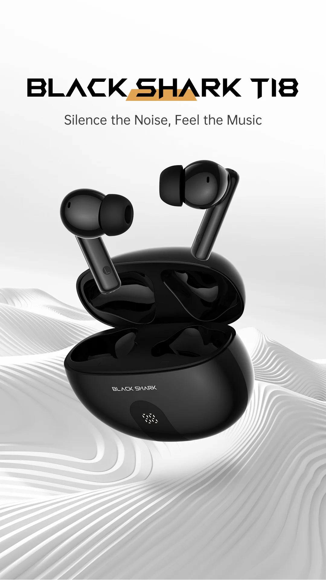 Black Shark T18 Wireless Earphones, Bluetooth 5.3 ANC TWS Earbuds, ENC Call 40h Playback Battery Level Display Hi-Fi Audio IP54