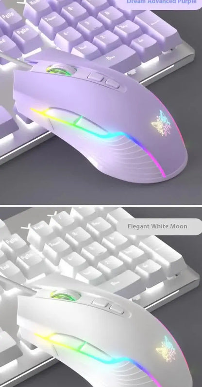RGB Gaming Mouse Pink Cute Mouse 6400 DPI Wired Optical Mouse with Cool Lighting Mice for Home Office Notebook PC