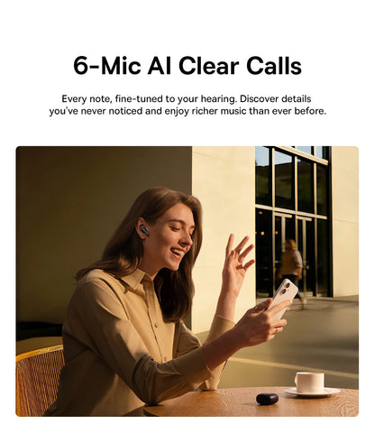 Baseus Bowie MS1 -55dB Adaptive ANC Earbuds Semi-In-Ear Wireless Bluetooth 6.0 Earphones Stable Fit Ear Hi-Res Audio Headphone