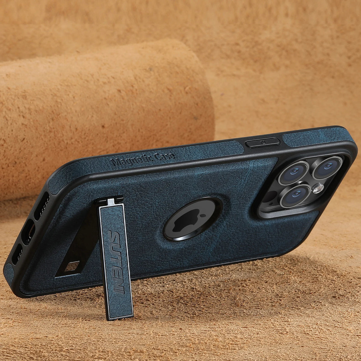 For Magsafe Invisible Bracket Cover For iPhone 12 13 14 15 16 17 18 Pro Max Magnetic Leather Phone Case For IPhone 17 18 Pro Max