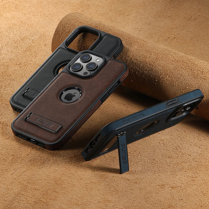 For Magsafe Invisible Bracket Cover For iPhone 12 13 14 15 16 17 18 Pro Max Magnetic Leather Phone Case For IPhone 17 18 Pro Max