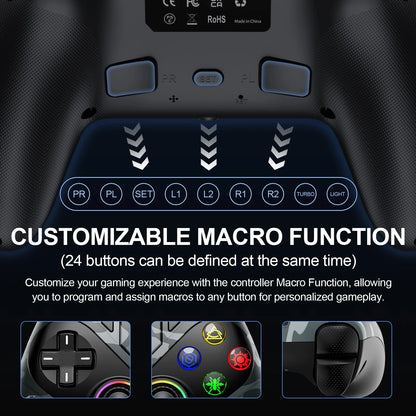 Controller For Playstation5 PS5/PS5 Pro/Slim/PC,RGB Wireless Gamepad Hall Effect Trigger Marco/Turbo Anti-Drift Game Joystick