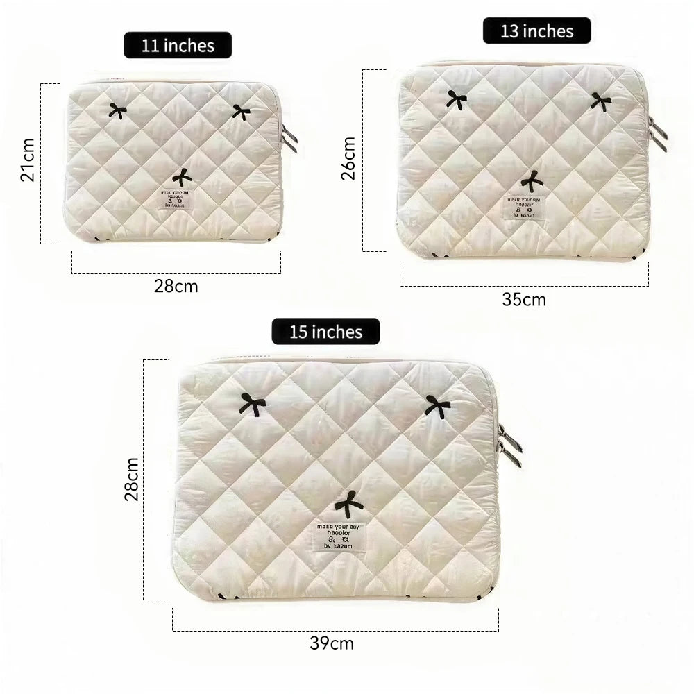 New Bowknot Fluffy Laptop Bag 11/13/15In Shockproof Tablet Sleeve Case Printing Computer Cover Bag for iPad Tablet Protection