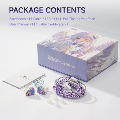 CVJ JEMINE Gaming Earphones 1DD+1BA Hybrid Driver Wired Earbuds Detachable Faceplate HiFi In-Ear Monitor Gaming Music Dual Style