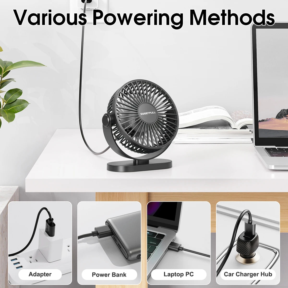 USB Fan Portable Desktop Wall Mounted Mini Electric Fan Mute 3 Speed Adjustment Air Circulator For Home Desk Office