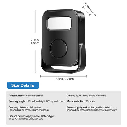 Intelligent Welcome Doorbell Infrared Sensor Welcome Device with Recording Function Smart Home Door Alarm For Store Office Hotel
