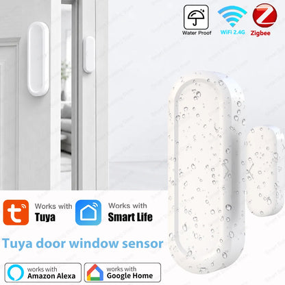 IP65 Tuya Zigbee WiFi Door Window Magnetic Sensor Wireless Connection Smart Home Protection Waterproof Door Detectors Automation