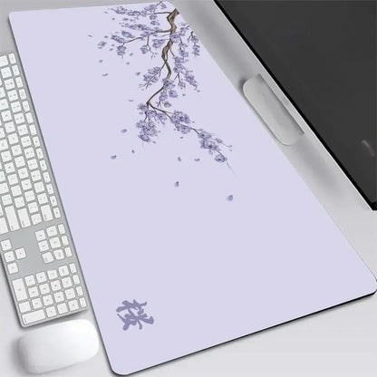 Japan Cherry Blossom Mouse Pad XXL Gray Laptops Gaming Deskmat Sakura Mousepad Anime Office Carpet Gamer Keyboard Computer Desks