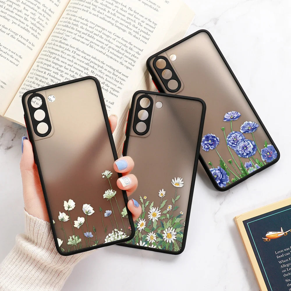 For Samsung S24 S22 S26 Ultra Case Cover Samsung Galaxy S25 S23 Ultra S21 Plus S20 FE Note 20 Ultra Lavender Flowers Clear Cases